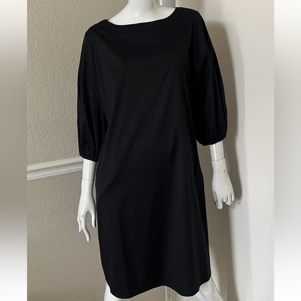 Chico's Black Crisp Cotton Sheeting 3/4 Balloon Sleeve